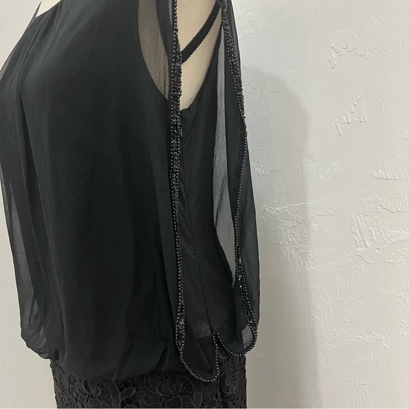 Aidan Mattox LBD Black Evening Cocktail Sequin Skirt Dress Size 6 - Picture 4 of 10